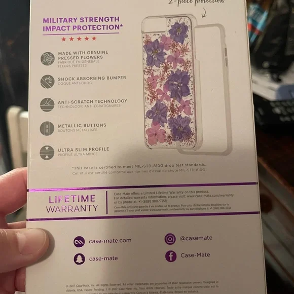 NIB/SEALED protective casemate iPhone 8 Plus case made w genuine pressed flowers